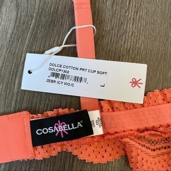 Cosabella Dolce Prt Cotton Bralette In Zebra Icy Violet / Coral Breeze Sz Large - Picture 7 of 16